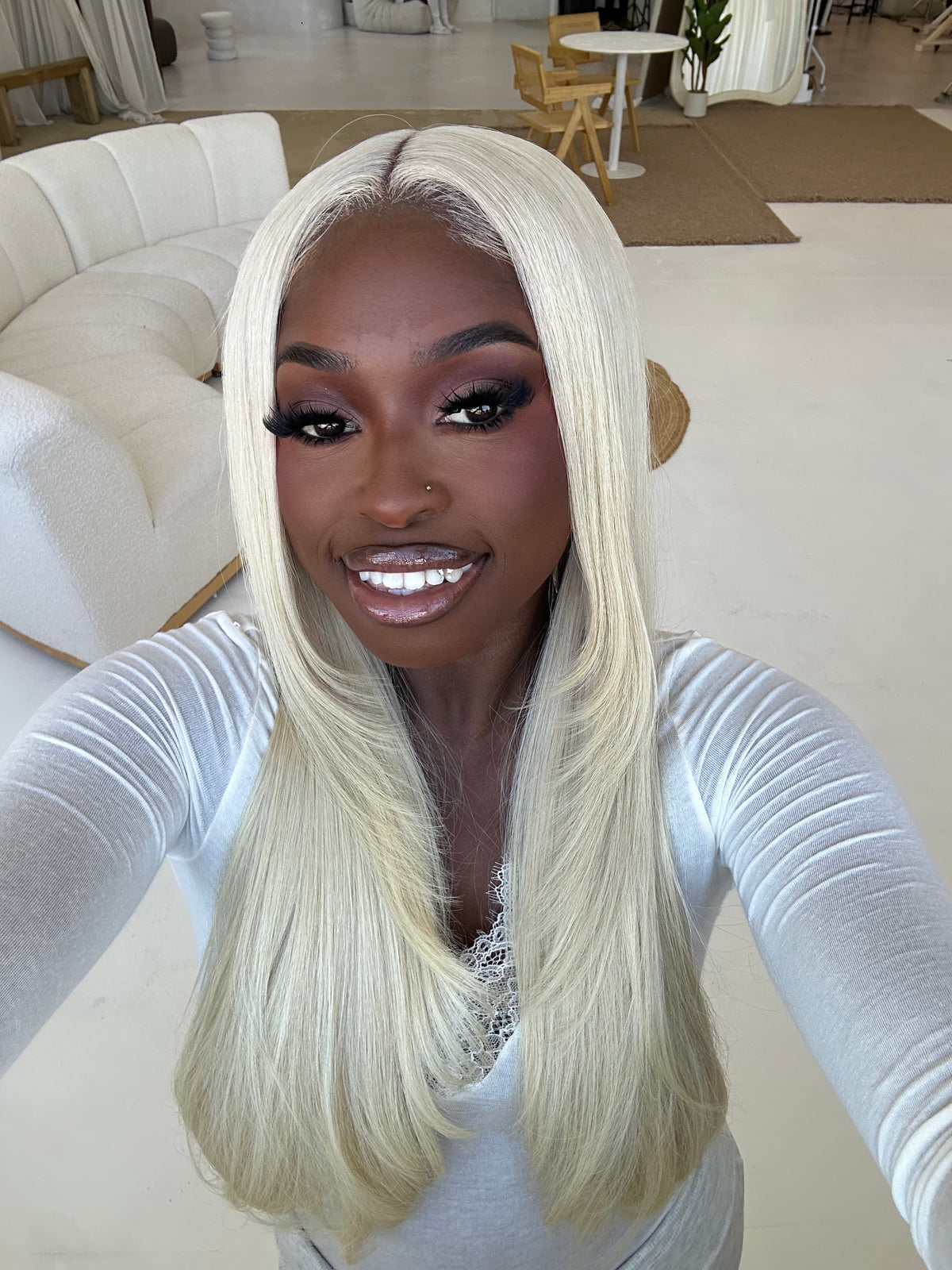 blonde pre-made wig